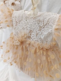 Image 2 of Photo prop | Newborn photoshoot dress | Rosetta | peach | off white