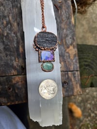 Image 3 of Electroformed labradorite, aquamarine and tourmaline necklace