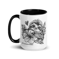 Image 2 of Tropical Flower Sloth Coffee Mug Line Art by CrystalsArtPaws