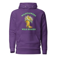 Image 5 of Unisex Hoodie, Wildflowers Wild Horses Cowgirl Western Boot Sunflower Hoodie