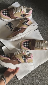 Image 1 of BB brown + pink trainers 🌸🤎