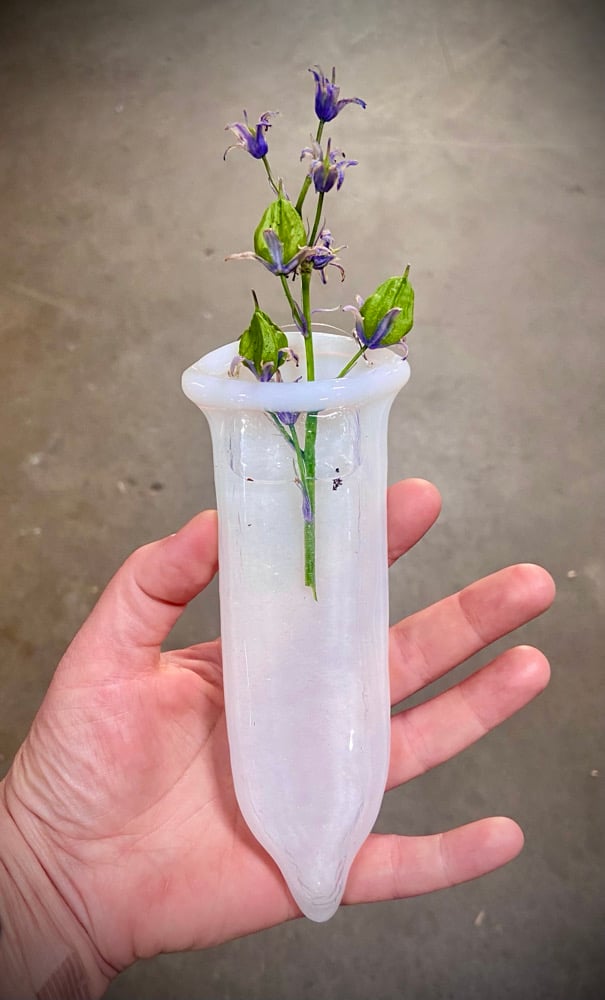 Image of glass condom hanging pocket vase