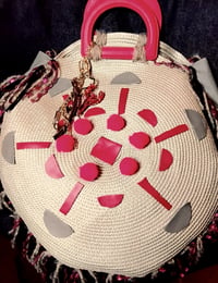 Image 1 of Beige tote bag  with leather trimmings