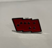 Retro Starry Plough Enamel Badge Red/Silver