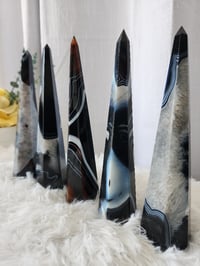 Image 1 of 8" Sardonyx Crystal Towers | White | Red - 5 Styles