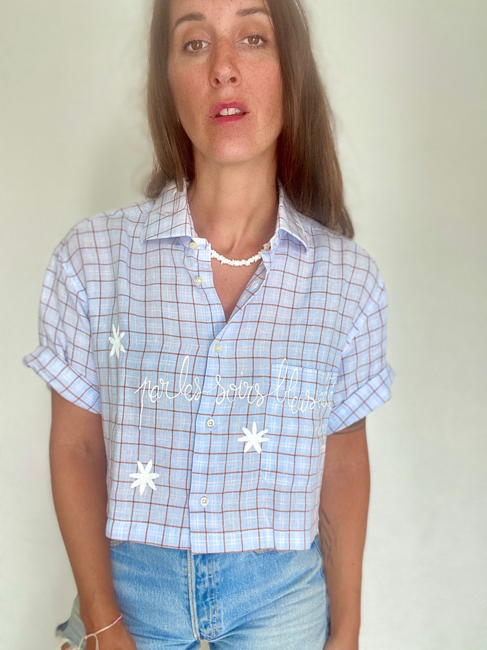 Image of Chemise crop "les soirs bleus"