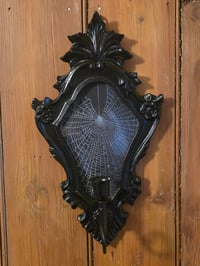 Image 2 of Ornate black wall hanging candle holder - preserved web B
