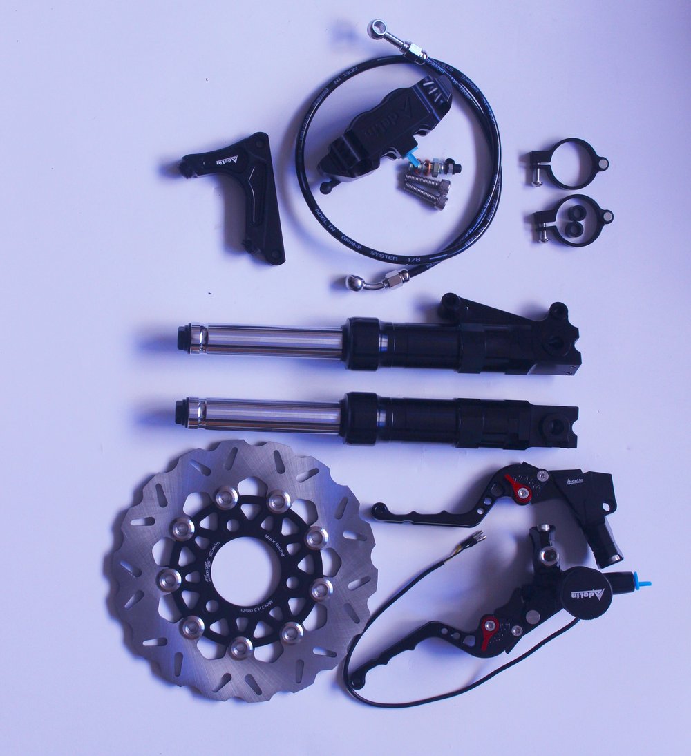 HONDA RUCKUS FRONT DISC BRAKE SET UP WITH LOWDOWN FORKS