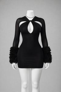 Image 1 of Mesh Cutout Fluffy Sleeve Dress 