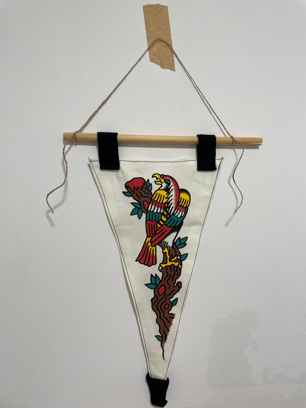 Image of Handmade perching bird flag 
