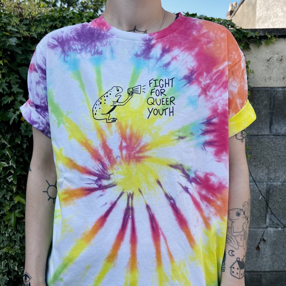 PREORDER TIEDYE FIGHT FOR QUEER YOUTH T-SHIRT 