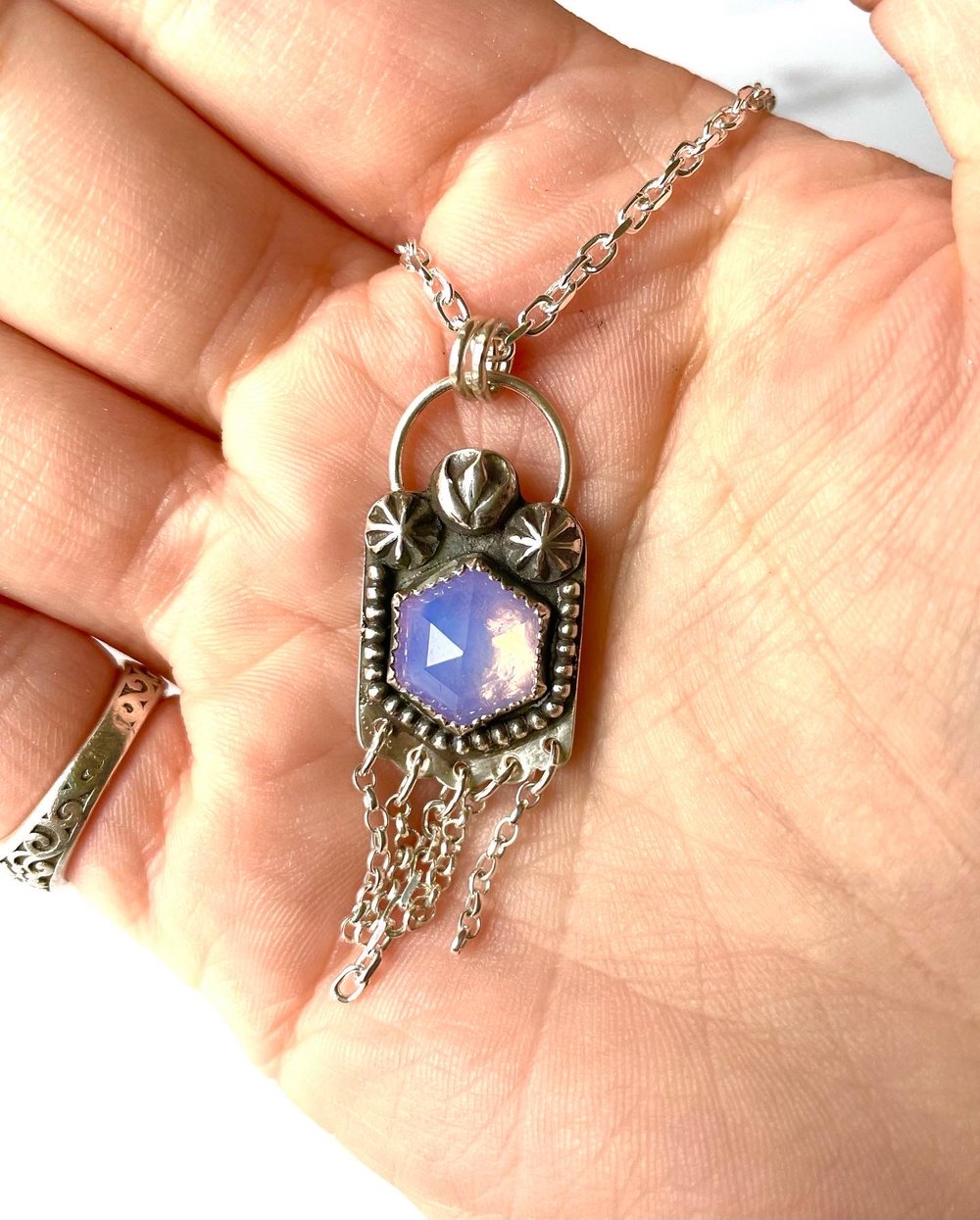 Handmade Sterling Silver Violet Quartz Amethyst Pendant 925