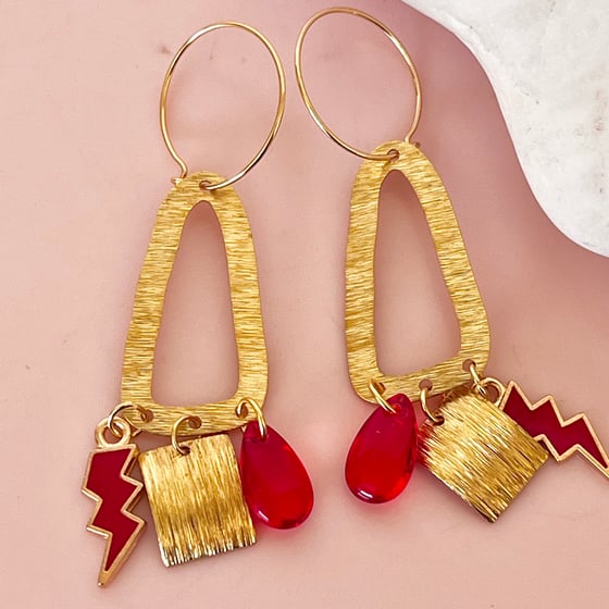 Image of Pops of Red Shapes Earrings