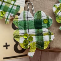 Image 3 of “Clover” Quilted Planner Clip OR Clothes Pin Clip