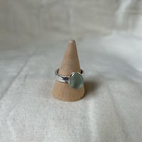 Image 1 of Baby Blue Sea Glass Sterling Silver Ring on Chunky Band size R