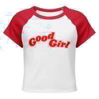 Image 3 of Good Girl Baseball Sleeve Babydoll Tee