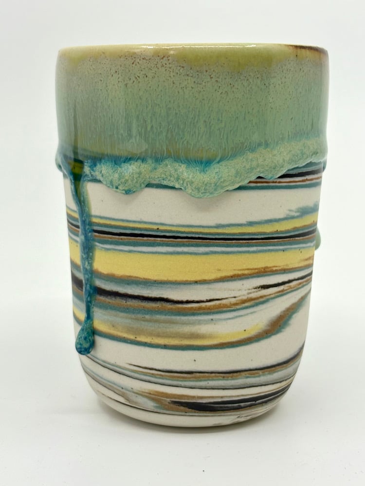 Image of Stripy Cup Aqua Drip Large