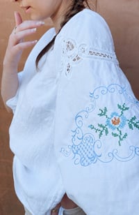 Image 2 of Blue and white embroidery top