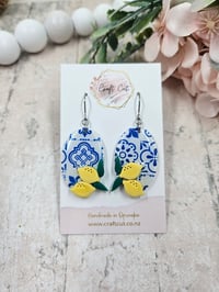 Lemon Mediterranean Tile Polymer Clay Earrings