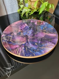 Image 3 of 15" Epoxy Resin Art Lazy Susan Turntable 'The Page of Swords'