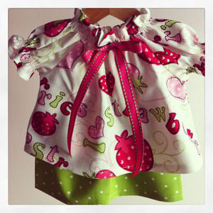 Image of Strawberry Outfit Fits 15" Waldorf Doll Ready to Ship