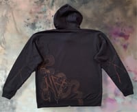 Image 2 of “FREAKIN BATS” CUSTOM BLEACH PAINTED ZIP UP HOODIE XL
