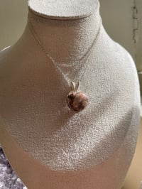 Image 3 of Silver Coral Jade Heart Crystal  Necklace