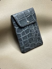 Dark Grey Waxed Crocodile "Hotel Cardholder"