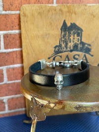 Image 4 of Leather Skull Bracelet 