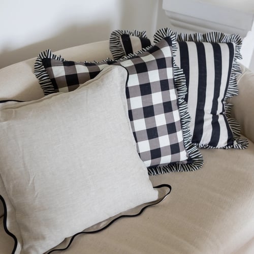 Image of Natural Scallop Linen Cushion 