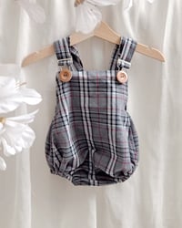 Image 1 of Baby Boy Dungarees for Sitter Photo shoots | Christian | age 9-12 months |grey  plaid