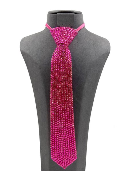 Image of Fuchsia Bling Studded Statement Tie Necklace