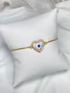 DIAMOND HEART EVIL EYE ADJUSTABLE BRACELET 