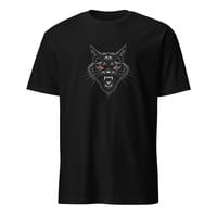Image 1 of Snarling Black Vampire Cat Unisex T-Shirt