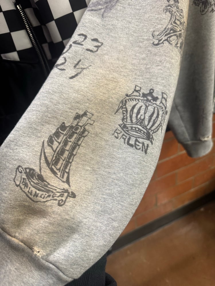 Image of Balenciaga Tattoo 2023 Gray Zip Up