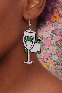 Image 2 of Cute Magnifying Frog Earrings 