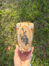 Image 9 of Golden checkered Bronc to go mug