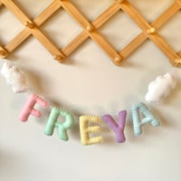 Image 2 of ‘Cloud’ Name Garland - Pastel Rainbow