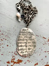 heavy sterling silver statement necklace with handwritten Salinger quote