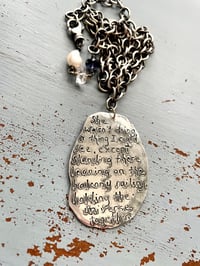 Image 2 of heavy sterling silver statement necklace with handwritten Salinger quote