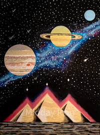 Image 2 of "Planets & Pyramids" 12x16 Print (Framed or Unframed)