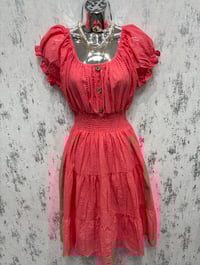 Image 4 of Cherry - Broderie Angleise Bardot Style Midi Dress