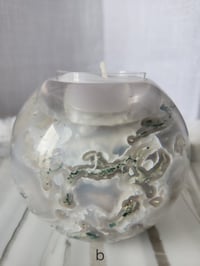 Image 3 of Handmade Resin Tea Light Sphere with Moss Agate Crystal | 3 inch - 2 Styles