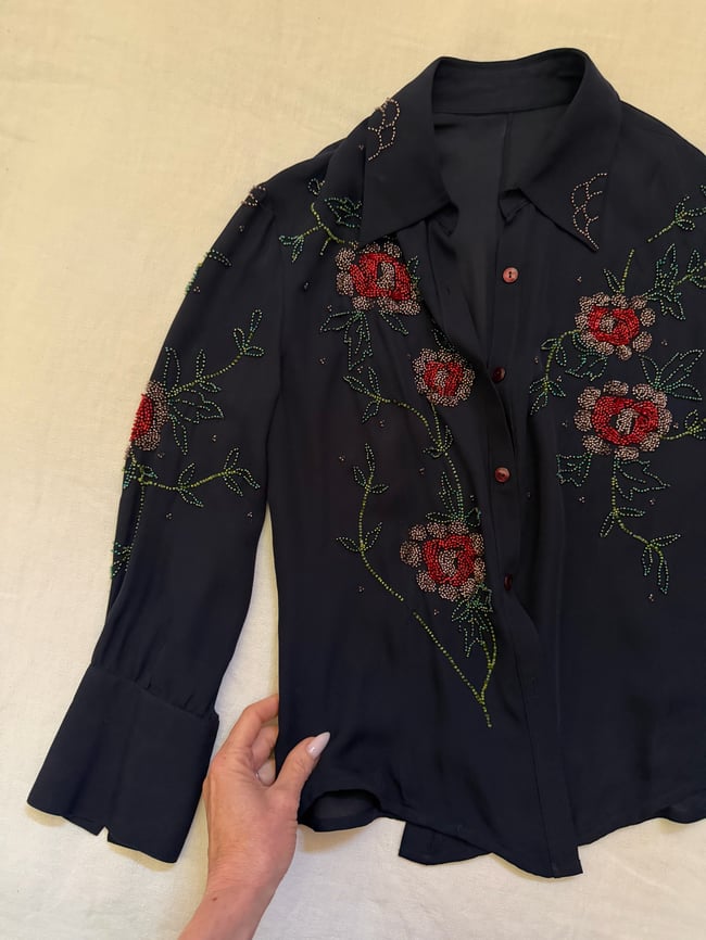 vintage silk beaded blouse 