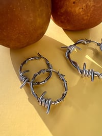 Image 10 of SILVER STAINLESS STEEL BARBED WIRE HOOPS 