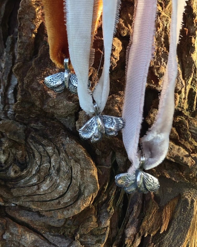 Image of Llwch • Silver Moth pendant