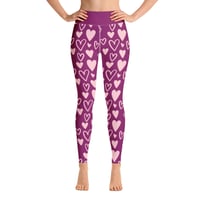 Image 2 of PINK HEARTS YOGA LEGGINGS 