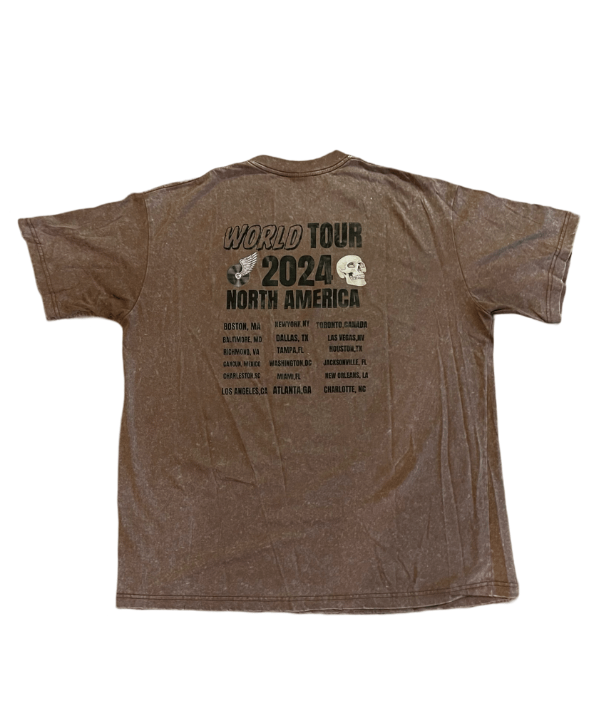 Image of Rock And Roll BrownAcid Wash Distressed Tee