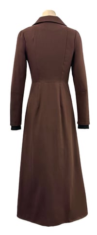 Image 2 of McClearon Jacket- Chocolate asymmetrical Zip Trench jacket/Dress,  Modern Goth  with a Twist.