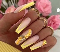 Image 2 of Nails Long (Yellow Tips)